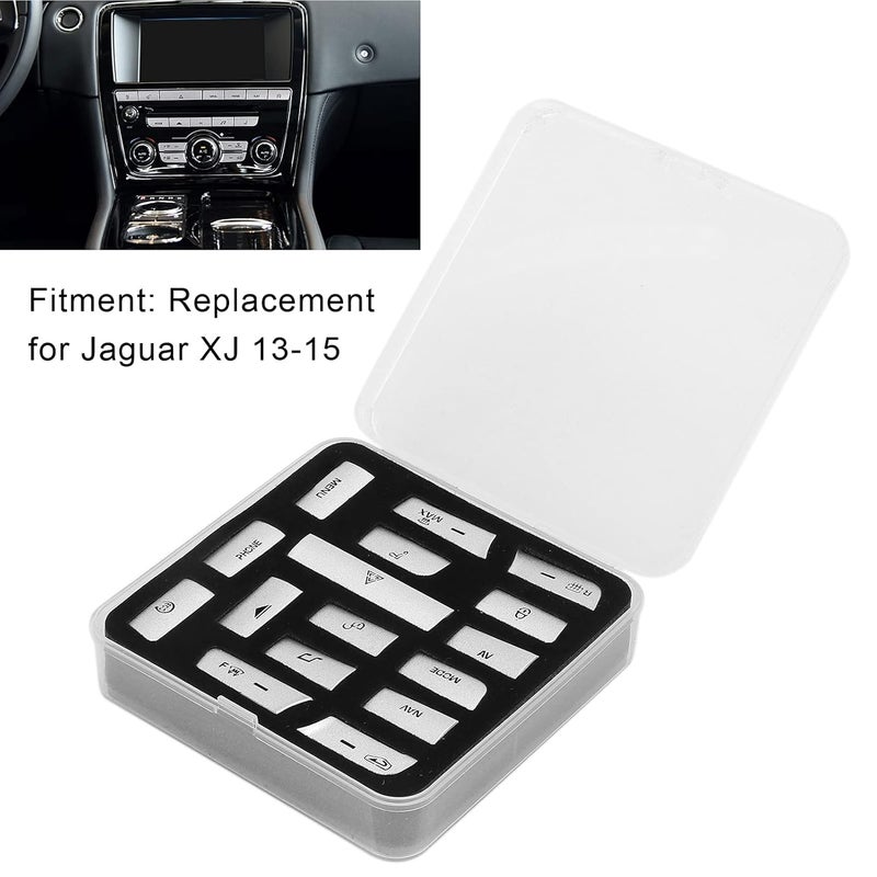klarako AC Control Dash Button Stickers, klarako 16pcs/Set Air Conditioner Button Switch Cover Silver Replacement for Jaguar XJ 13?15 - Image 4