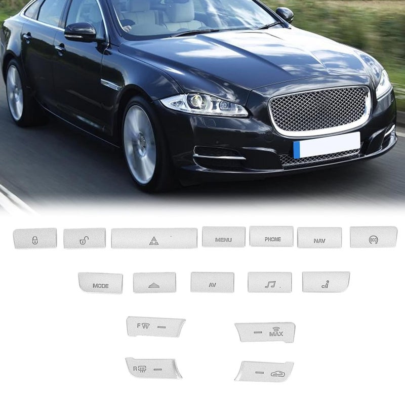 klarako AC Control Dash Button Stickers, klarako 16pcs/Set Air Conditioner Button Switch Cover Silver Replacement for Jaguar XJ 13?15 - Image 5