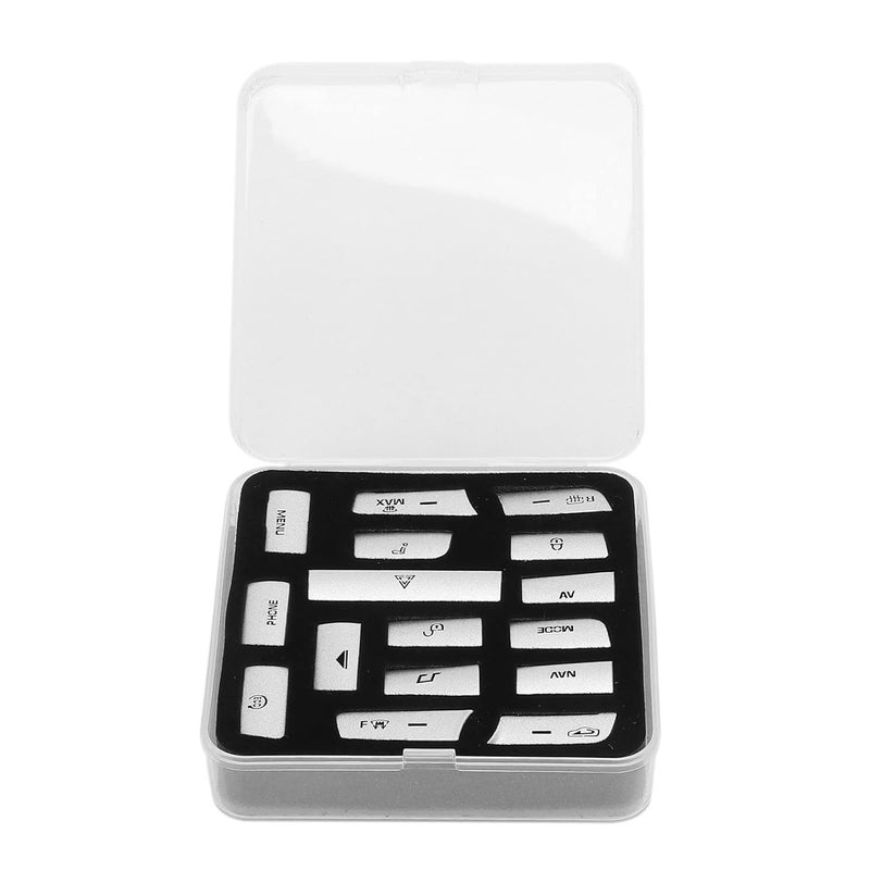 klarako AC Control Dash Button Stickers, klarako 16pcs/Set Air Conditioner Button Switch Cover Silver Replacement for Jaguar XJ 13?15 - Image 1