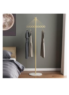 Generic Circular Ring Clothes Stand Hanger, Creative Umbrella Style Clothes Rack, Bedroom Clothes Stand, Home Floor Standing Garment Rack, Living Room Clothing Hanging Rack for Long Dress Coat Suit (Gold)  - Image 1