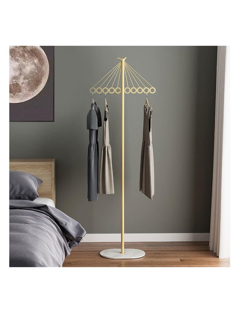 Circular Ring Clothes Stand Hanger, Creative Umbrella Style Clothes Rack, Bedroom Clothes Stand, Home Floor Standing Garment Rack, Living Room Clothing Hanging Rack for Long Dress Coat Suit (Gold)  - Image 1