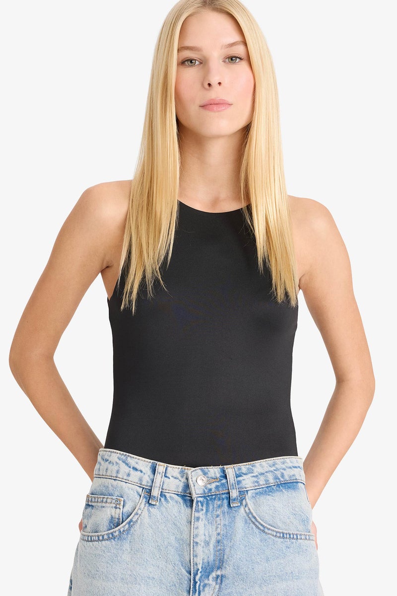 DeFacto Black Woman Slim Fit Coool Bodysuit Casual - Image 1