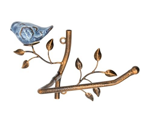 Owlgift Wall Mounted Metal Toilet Tissue Holder w/Ceramic Bird, Roll Organizer for Bathroom - Bronze - Image 1