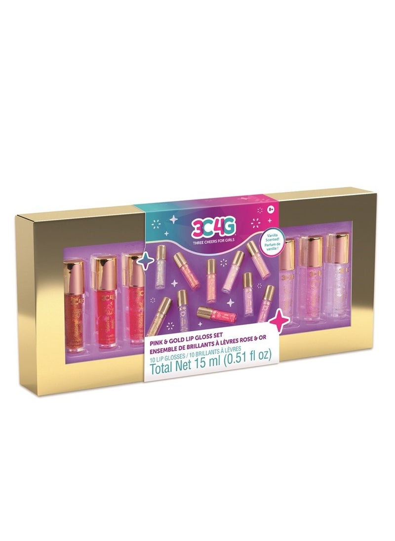3C4G THREE CHEERS FOR GIRLS - 3C4G Pink and Gold Lip Gloss Set 10 pk - Image 1
