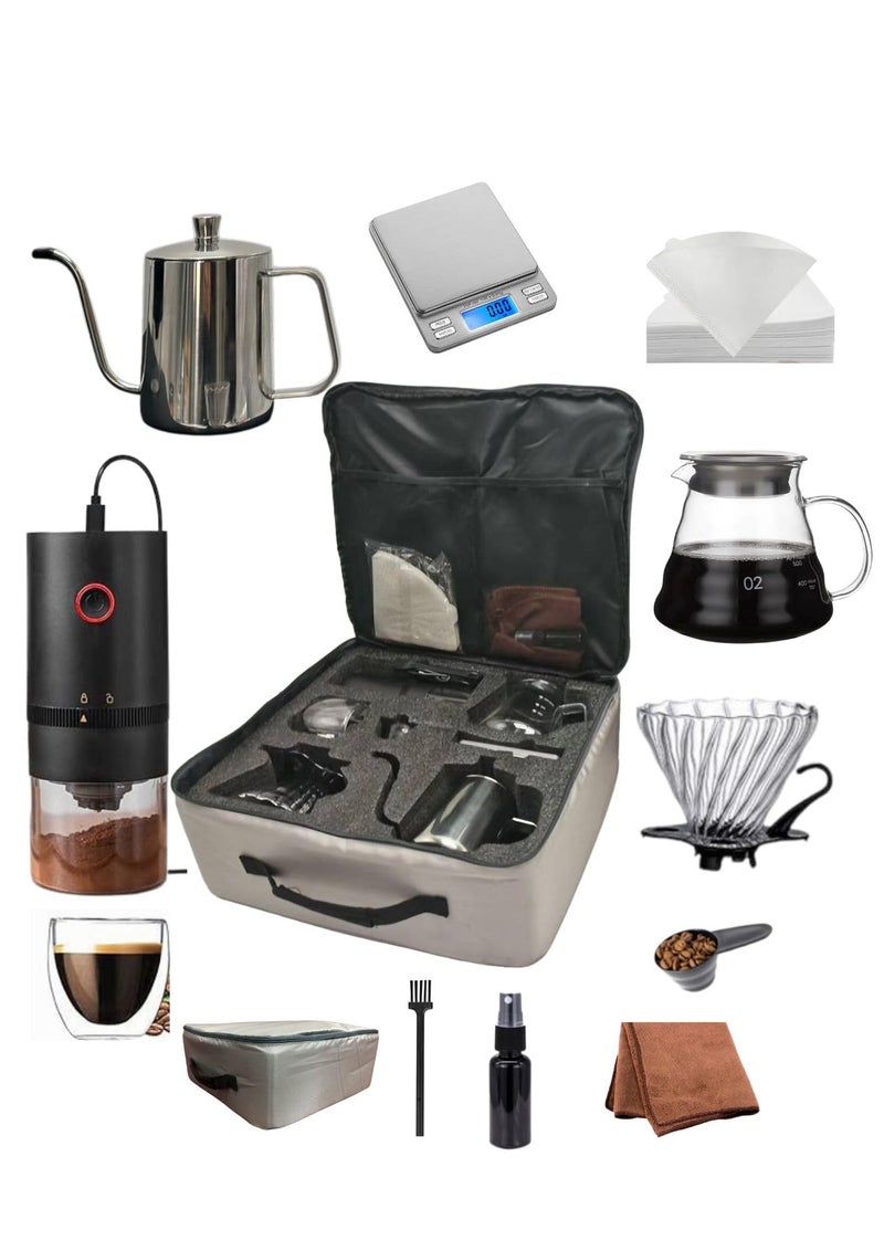 DOPPIO 11-Piece Pour Over Coffee Maker Set – Complete Home Barista Kit with Gooseneck Kettle, Grinder, Dripper & Carry Case | Manual Brewing Set for Fresh & Rich Coffee Anywhere - Image 1
