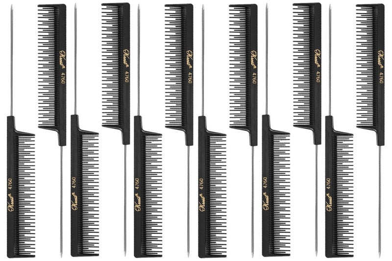 Krest Barber Beauty Hair Krest 4760 8 Rattail Teaser Comb 12 Pack 12 x SBK4760BLK