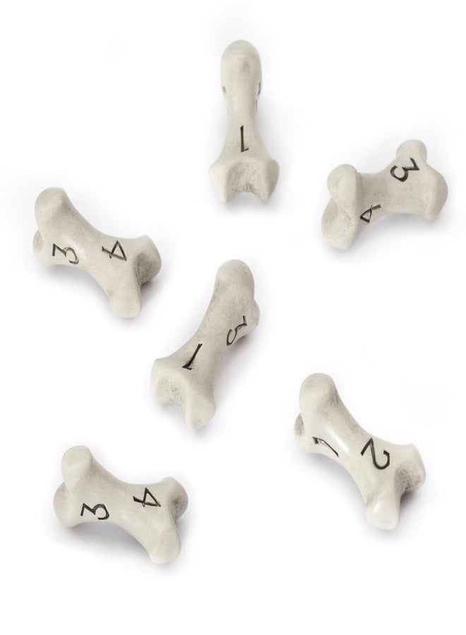 lynx D4 Dice Set - Set of Six 4 Sided Dice - Skull & Bone Themed RPG Dice. Cool & Unique Gift for Dungeons & Dragons (DND), Warhammer, D&D, Pathfinder, D and D. (Cleaned Bone White) - Image 1