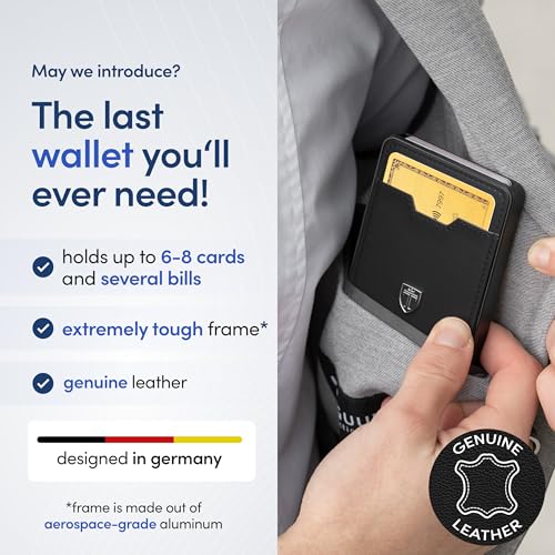 TRAVANDO Swype Slim Wallet for Men Metal RFID Blocking Mens Wallet Card Case (Real Leather Black) - Image 2
