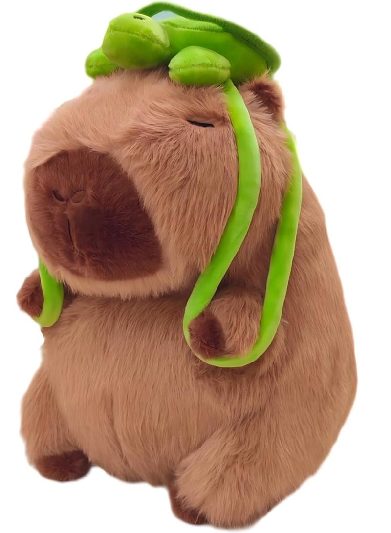 DURKU Capybara Plush Toy, Capybara Stuffed Animal with Turtle Backpack, Soft Capybara Plush Pillow Brown Plush Doll for Birthday Holiday Gifts (10 Inch) - Image 1