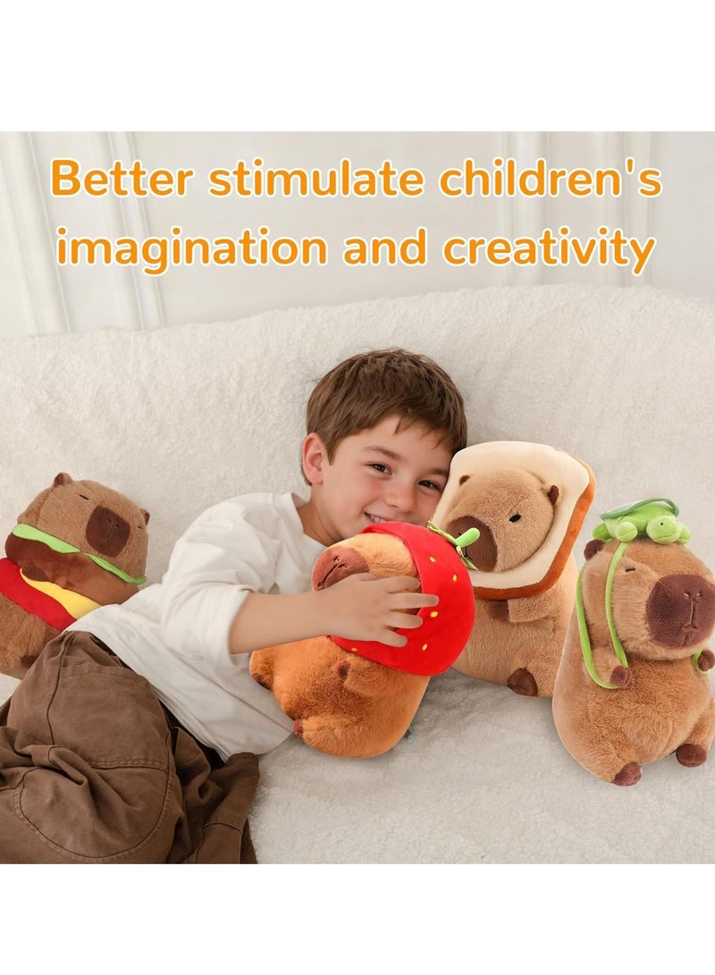 DURKU Capybara Plush Toy, Capybara Stuffed Animal with Turtle Backpack, Soft Capybara Plush Pillow Brown Plush Doll for Birthday Holiday Gifts (10 Inch) - Image 3