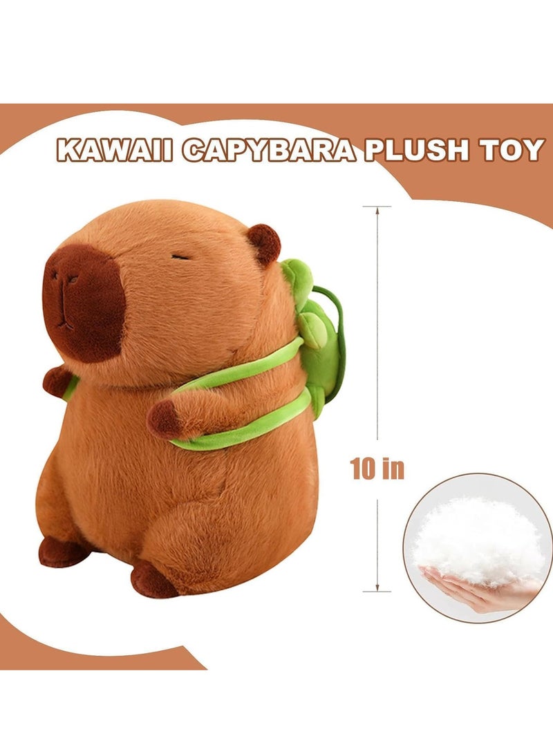 DURKU Capybara Plush Toy, Capybara Stuffed Animal with Turtle Backpack, Soft Capybara Plush Pillow Brown Plush Doll for Birthday Holiday Gifts (10 Inch) - Image 4