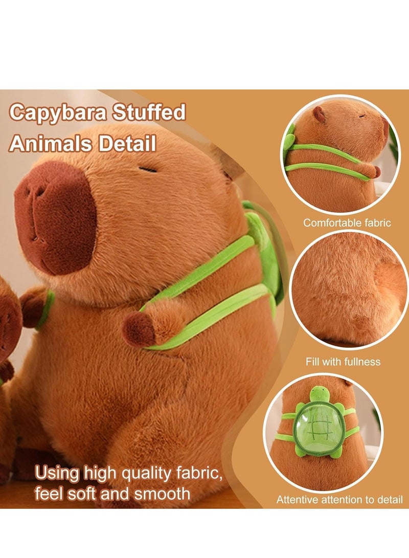 DURKU Capybara Plush Toy, Capybara Stuffed Animal with Turtle Backpack, Soft Capybara Plush Pillow Brown Plush Doll for Birthday Holiday Gifts (10 Inch) - Image 5