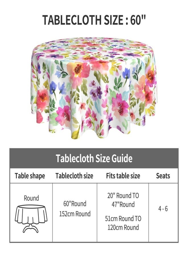 Granbey Spring Summer Floral Round Tablecloth 60 Inch Flower Table Clothes Multicolor Rustic Reusable Circle Table Cover for Picnic Party Dining Room Home Indoor Outdoor Decor - Image 4