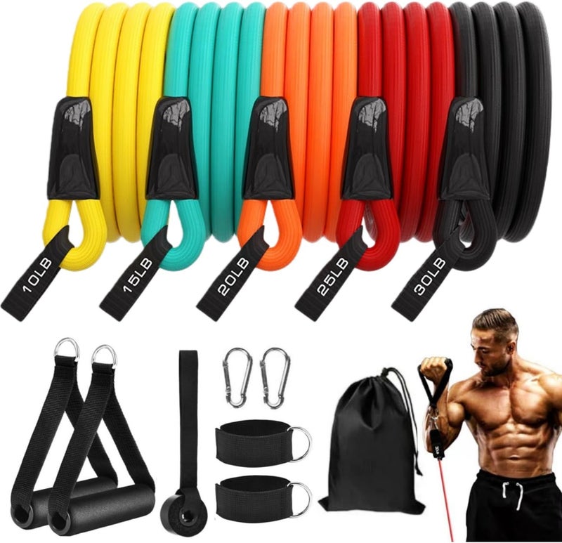 SKY-TOUCH 12-Piece Resistance Band Set - Heavy Duty Anti-Snap Exercise Bands with Handles, 300LBS Capacity for Workout, Muscle Training & Yoga - Image 1