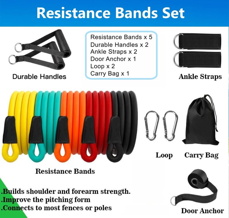 SKY-TOUCH 12-Piece Resistance Band Set - Heavy Duty Anti-Snap Exercise Bands with Handles, 300LBS Capacity for Workout, Muscle Training & Yoga - Image 2