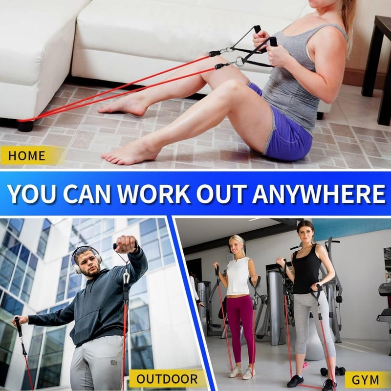 SKY-TOUCH 12-Piece Resistance Band Set - Heavy Duty Anti-Snap Exercise Bands with Handles, 300LBS Capacity for Workout, Muscle Training & Yoga - Image 4