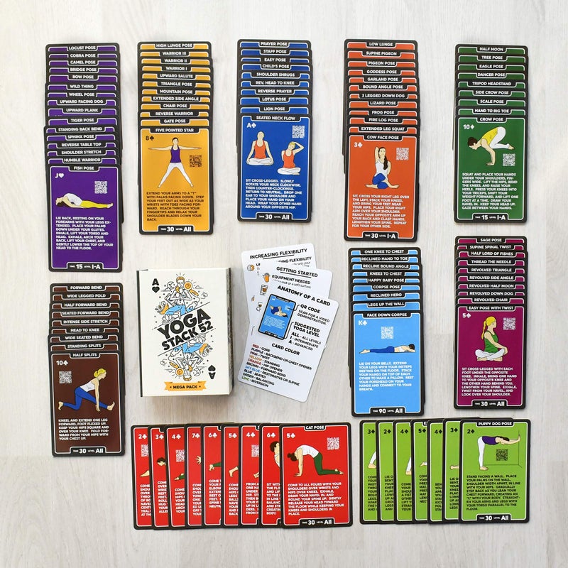 Stack 52 Yoga Exercise Cards: Designed by Certified Yoga Instructor. Video Instructions Included. Beginner to Advanced Poses and Asana Workout Games. Improve Fitness and Flexibility. (Mega Pack) - Image 4