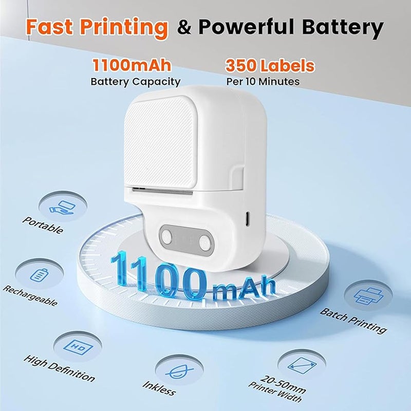 طابعة ملصقات صغيرة محمولة حرارية مع تطبيق لنظام iOS لتعليم الأطفال الصور والقوالب والقوائم باللون الأبيض - Image 4