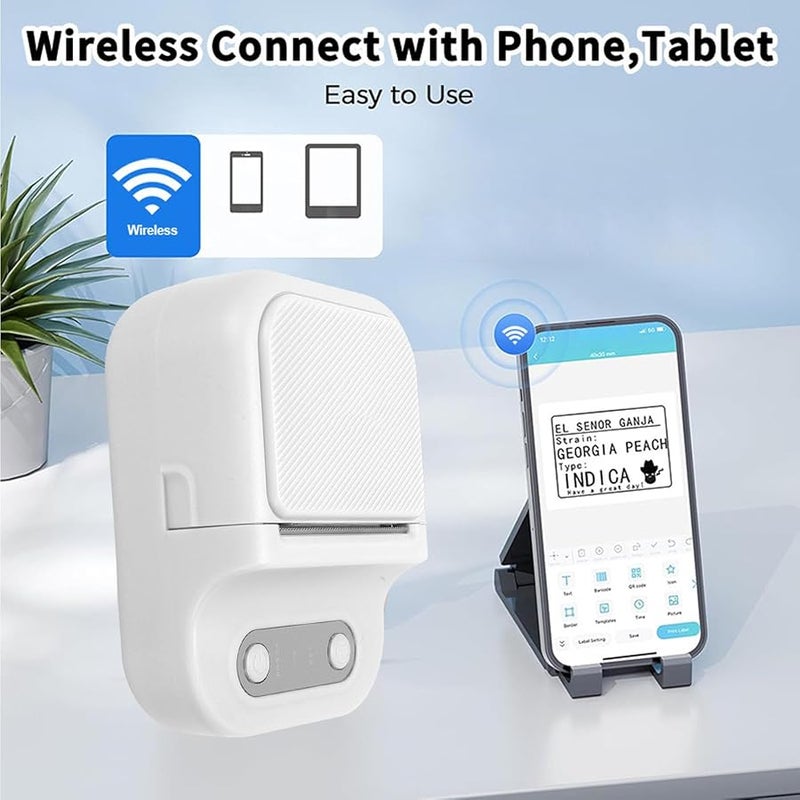 طابعة ملصقات صغيرة محمولة حرارية مع تطبيق لنظام iOS لتعليم الأطفال الصور والقوالب والقوائم باللون الأبيض - Image 3