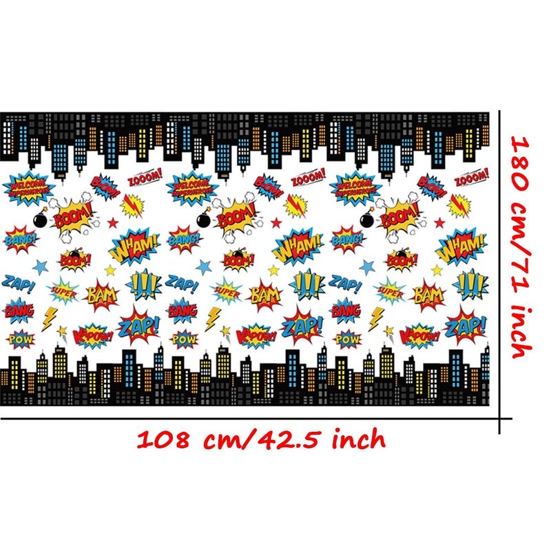 HaWenny 5 عبوات غطاء طاولة بلاستيكي سوبرهيرو، 43" × 71" لوازم حفلات زينة سوبرهيرو - Image 3