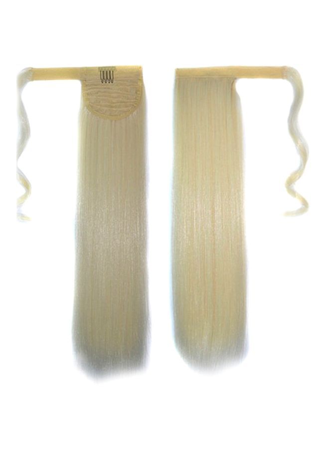NIBEMINENT 2-Piece Long straight Wig Ponytail Tying Hair Blonde