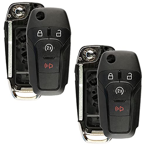 KeylessOption 2X Remote Start Flip Key Fob Shell Case Replacement for Ford N5F-A08TDA, 5923694 - Image 1