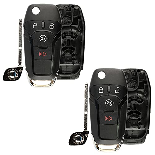 KeylessOption 2X Remote Start Flip Key Fob Shell Case Replacement for Ford N5F-A08TDA, 5923694 - Image 2
