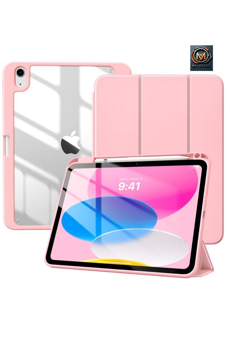 ميجوفاست حافظة لجهاز iPad (A16) الجيل الحادي عشر 11 بوصة 2025، حافظة لجهاز iPad الجيل العاشر 10.9 بوصة 2022 مع حامل قلم، غطاء واقٍ رفيع مع غطاء خلفي شفاف، خاصية الإيقاظ/السكون التلقائي - وردي - Image 1