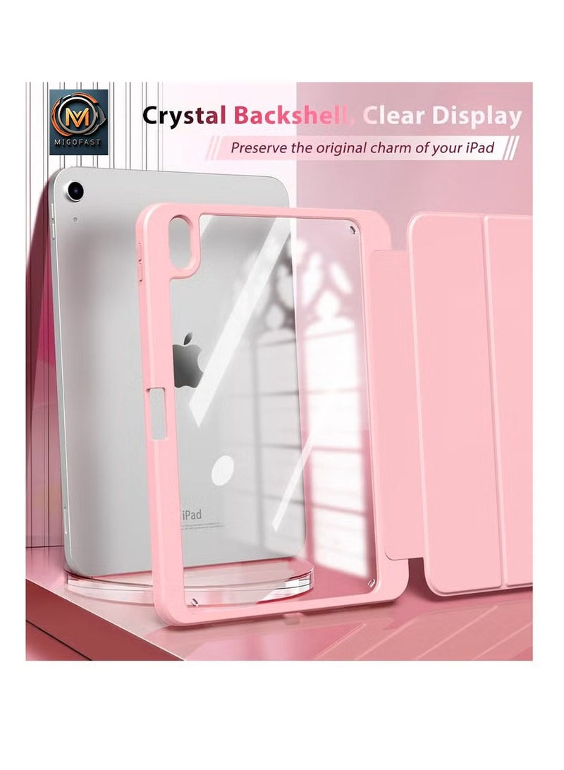 ميجوفاست حافظة لجهاز iPad (A16) الجيل الحادي عشر 11 بوصة 2025، حافظة لجهاز iPad الجيل العاشر 10.9 بوصة 2022 مع حامل قلم، غطاء واقٍ رفيع مع غطاء خلفي شفاف، خاصية الإيقاظ/السكون التلقائي - وردي - Image 2