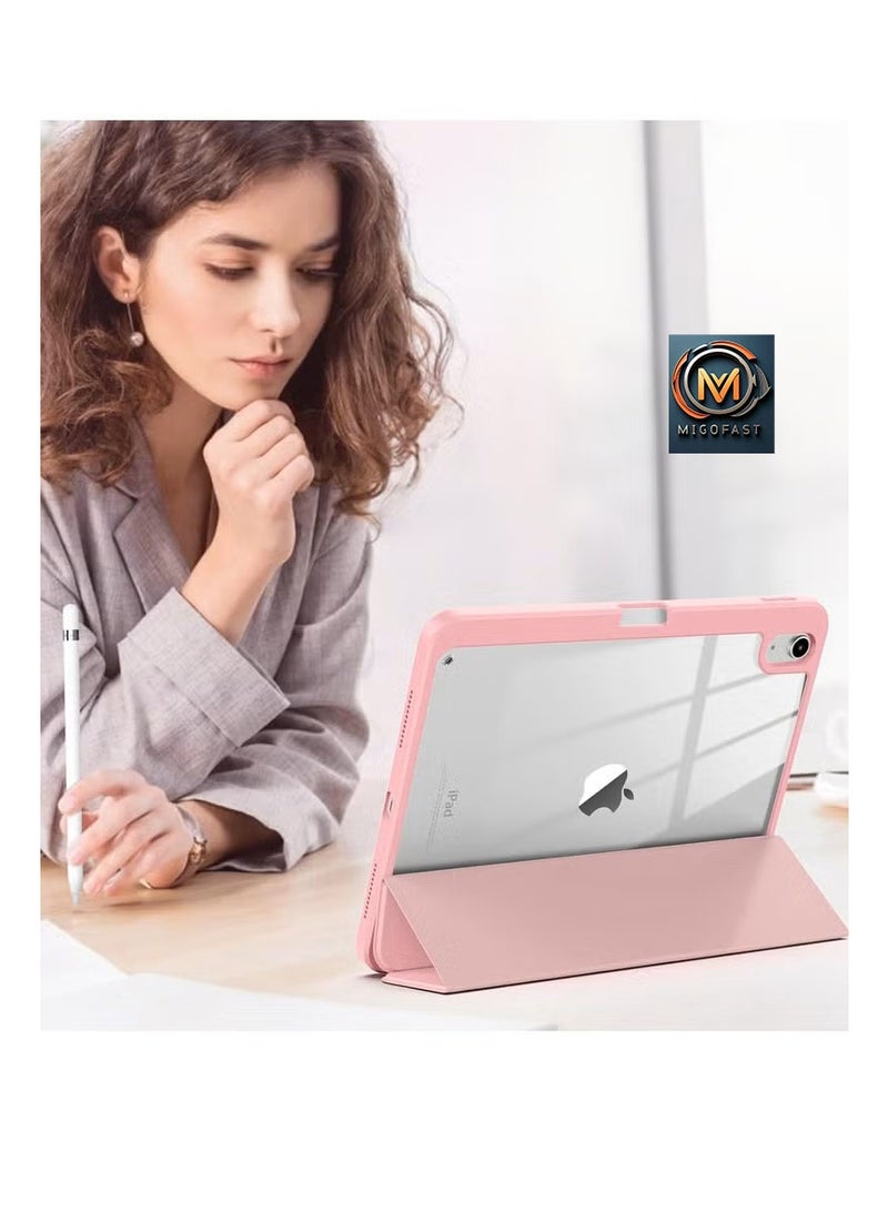 ميجوفاست حافظة لجهاز iPad (A16) الجيل الحادي عشر 11 بوصة 2025، حافظة لجهاز iPad الجيل العاشر 10.9 بوصة 2022 مع حامل قلم، غطاء واقٍ رفيع مع غطاء خلفي شفاف، خاصية الإيقاظ/السكون التلقائي - وردي - Image 4