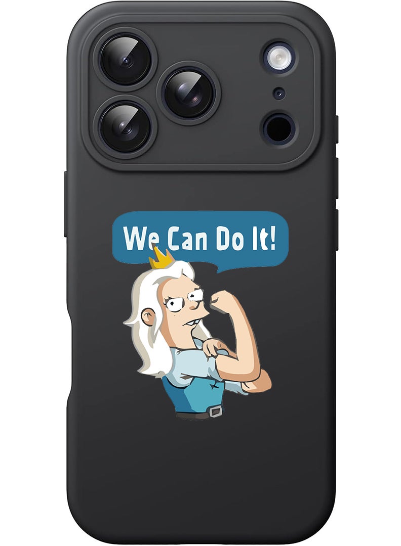 Theodor Protective Slim Fit Case Liquid Silicone Cover with Full Body Protection Anti-Scratch Shockproof Case For Apple iPhone 17 Pro Max (Black) We can do it-01 - Image 1