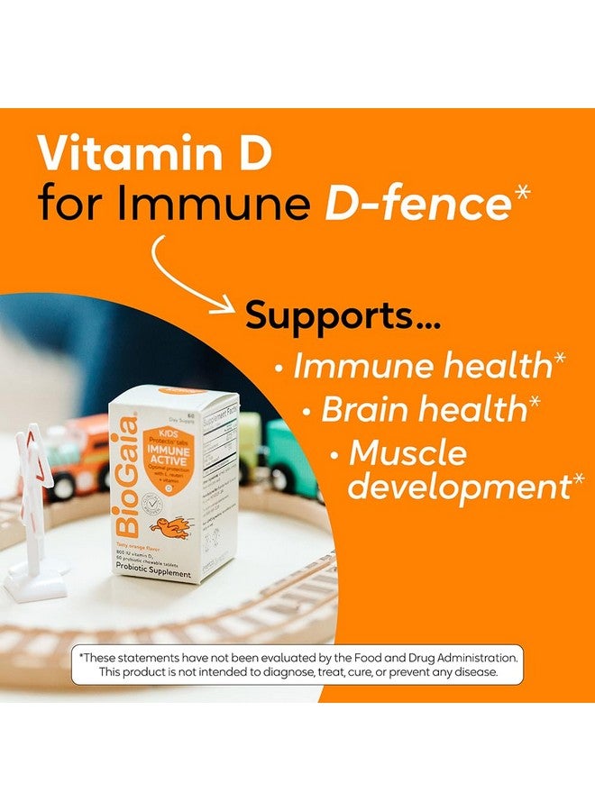 BioGaia Immune Active Kids | Probiotic + Vitamin D | for Digestive & Immune Health | Ages 3+ | Allergen, Dairy, Soy & Gluten Free | Trusted by Pediatricians | 60 Day Supply | Orange Flavored Chewable - Image 4