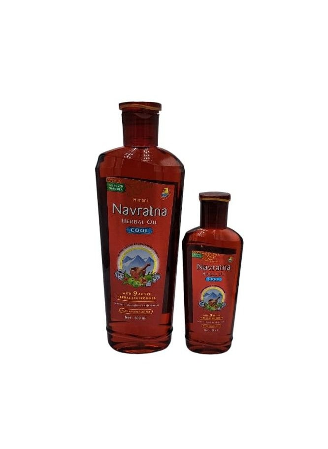Navratna Oil with 9 Natural Ayurvedic Herbs 300 ml And 100 ml  - Image 1