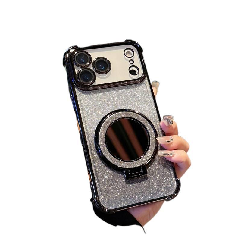 Silicone MagSafe Case for iPhone 15 / 15 Plus / 15 Pro / 15 Pro Max with Shockproof and Drop Protection plus Shockproof plus Kickstand plus Strong Magnetic in Black - Image 1