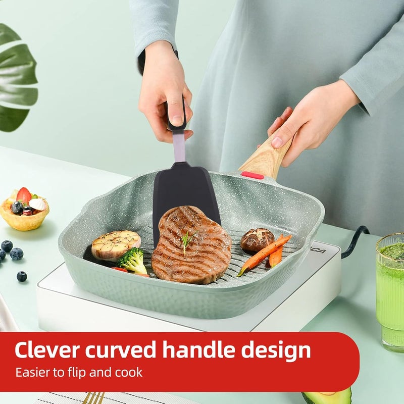 Hvanam Silicone Spatula Turner Set Large And Thin Flipper Spatulas Heat Resistant 600 ° F Slotted Flexible Turner Cooking Utensils For Nonstick Cookware Egg,Pancake,Fish,Omelette,Hamburger (3 Pack) - Image 2