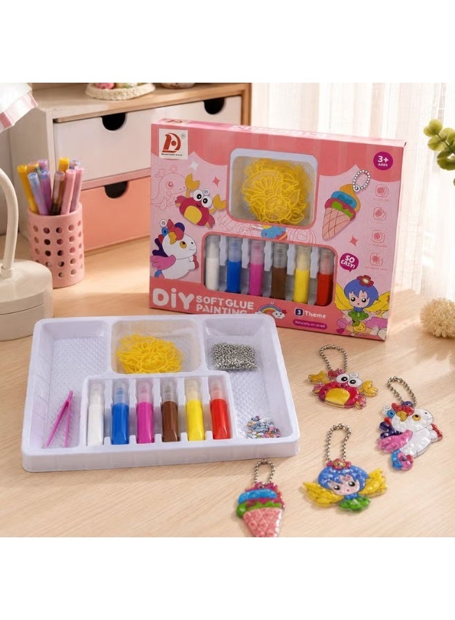 DIY Soft Glue Painting Craft Kit with 6 Glue Pens - Multicolor - 552-1 - Image 1