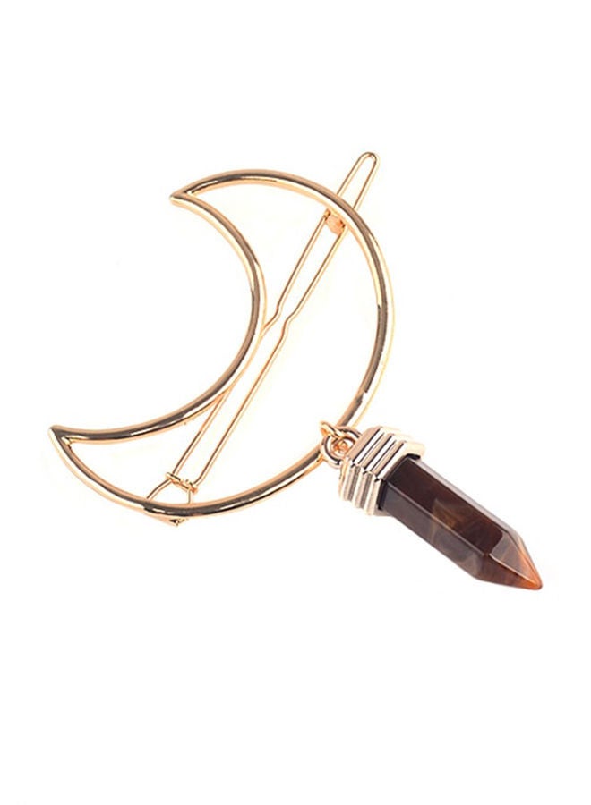 NIBEMINENT Resin Pendant Moon Shaped Hair Clip Coffee/Gold