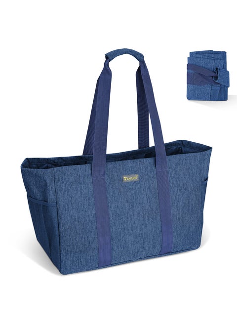 BALEINE Soft 9 Gallon Extra Large Utility Tote Foldable Reusable Storage Bag Denim Blue