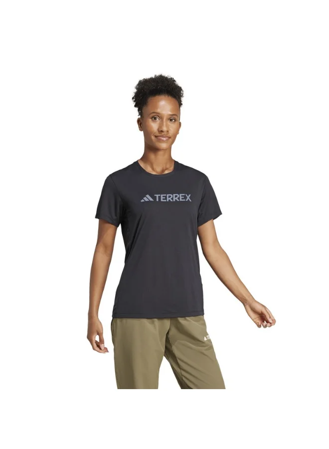 Adidas W Mt Log Tech T W Black Hiking T-Shirts For Women