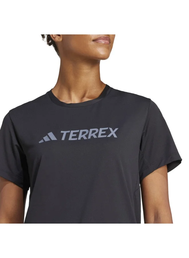 Adidas W Mt Log Tech T W Black Hiking T-Shirts For Women