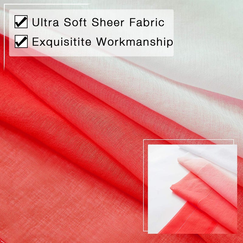 July Joy Ombre Faux Linen Sheer Curtains for Bedroom Living Room Rod Pocket, Privacy and Light Filtering, 2 Tone Reversible Gradient Voile Semi Window Curtains, Set of 2 Panels, Red, 54 x 84 Inch Length - Image 5