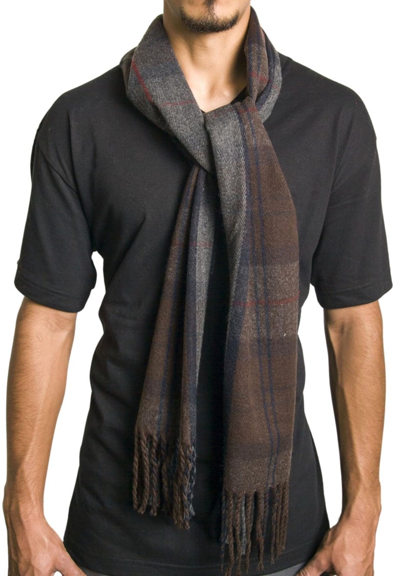 Alpine Swiss Mens Plaid Scarf Soft Winter Scarves Unisex,Hunter Plaid,One Size - Image 3
