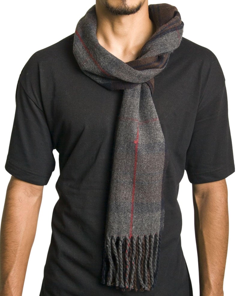 Alpine Swiss Mens Plaid Scarf Soft Winter Scarves Unisex,Hunter Plaid,One Size - Image 4