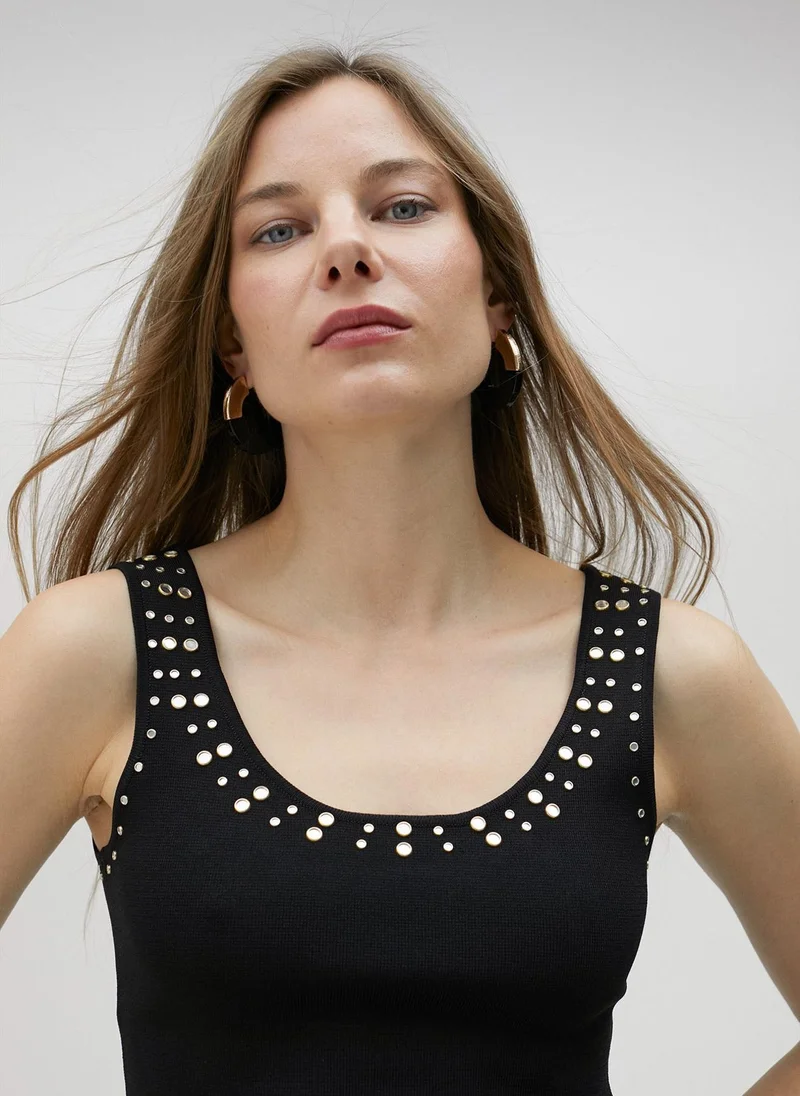 Lola Casademunt Knit top with rhinestone neckline