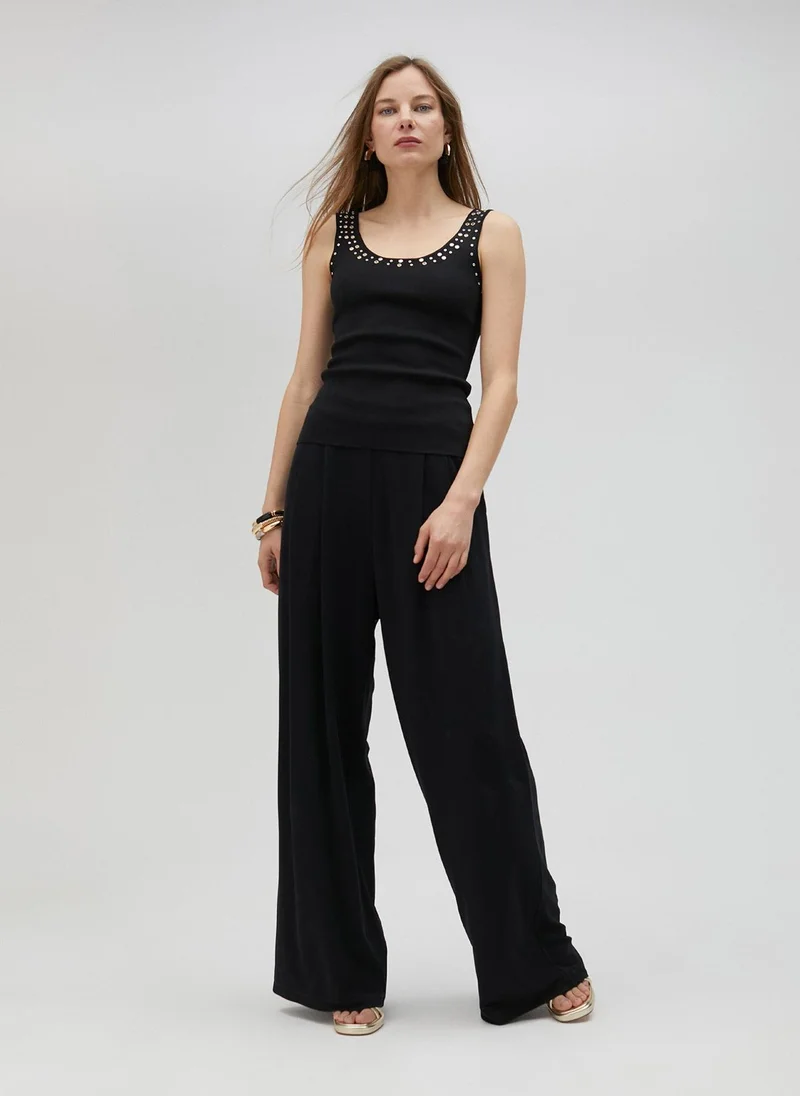 Lola Casademunt Knit top with rhinestone neckline