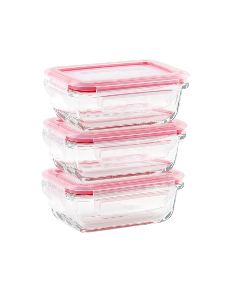 DUBBLIN Lock Me Up Glass Heat Resistant Borosilicate Glass Container Set of 3, 180ml - Rectangular, Clear | Oven, Freezer & Microwave Safe Storage Solution (3 Piece) - Image 4