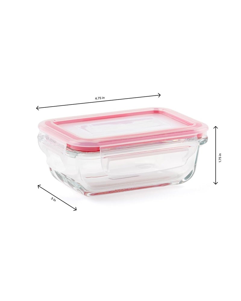 DUBBLIN Lock Me Up Glass Heat Resistant Borosilicate Glass Container Set of 3, 180ml - Rectangular, Clear | Oven, Freezer & Microwave Safe Storage Solution (3 Piece) - Image 5