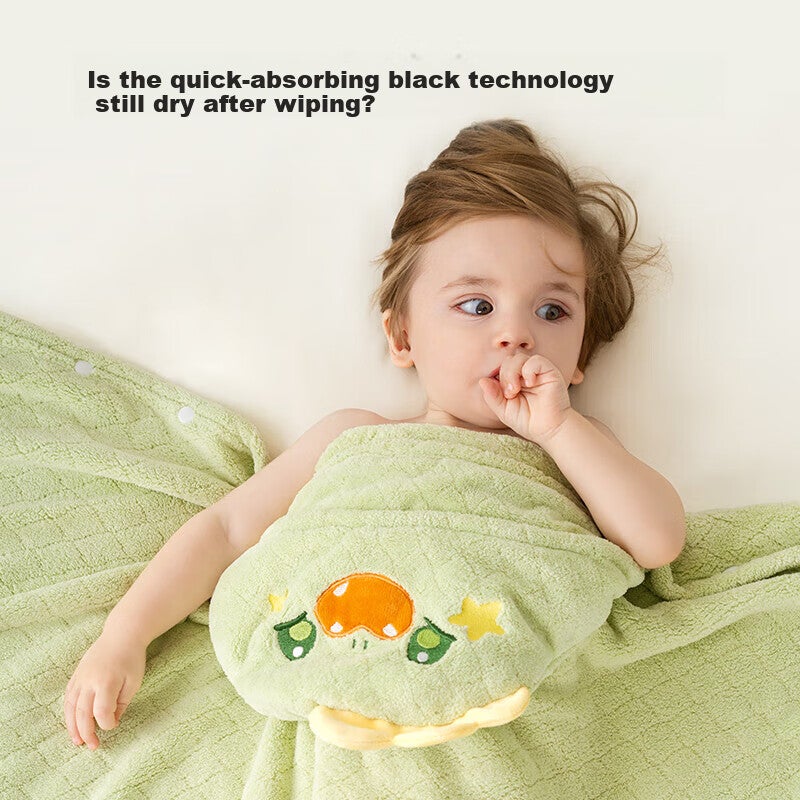 JD Jing Zao OUYUN Baby Bath Towel, Coral Fleece Quick-Drying Children's Cape Bathrobe with Hood, Infant Bathing Robe, Elephant Pattern 13565 - Image 4