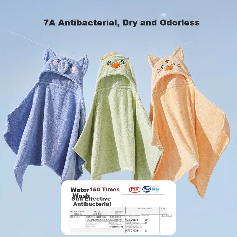 JD Jing Zao OUYUN Baby Bath Towel, Coral Fleece Quick-Drying Children's Cape Bathrobe with Hood, Infant Bathing Robe, Elephant Pattern 13565 - Image 2