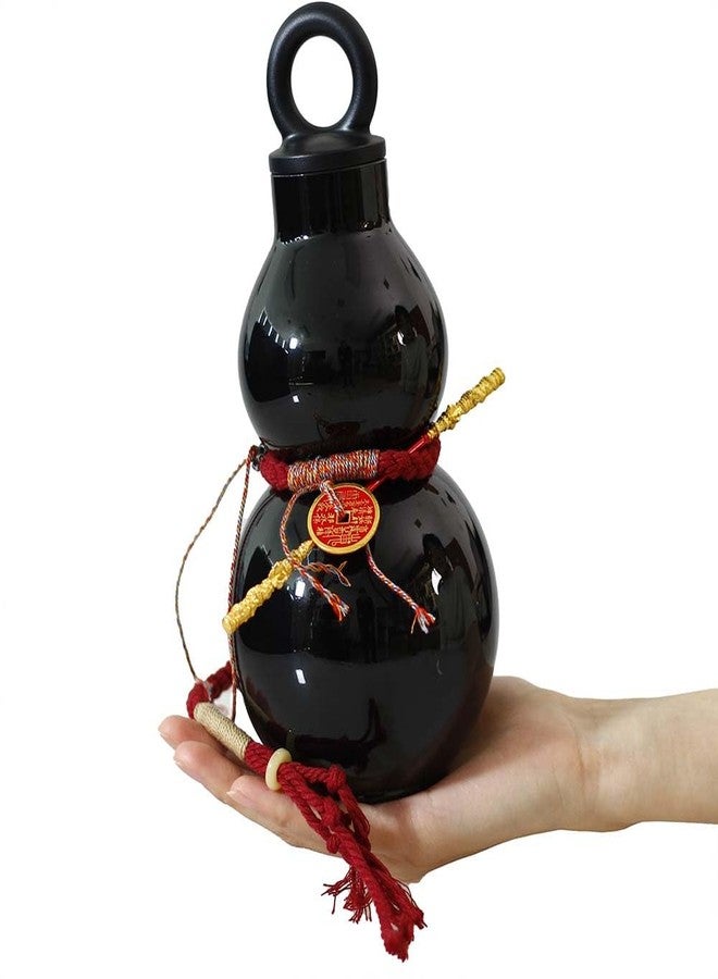 Lanxitown Gourd Water Bottle 800ml/28oz Gourd Style Water Bottle with Mini Golden Cudgel and Copper Coin Decorative Rope and DIY Stickers Chinese Retro-Inspired - Image 2